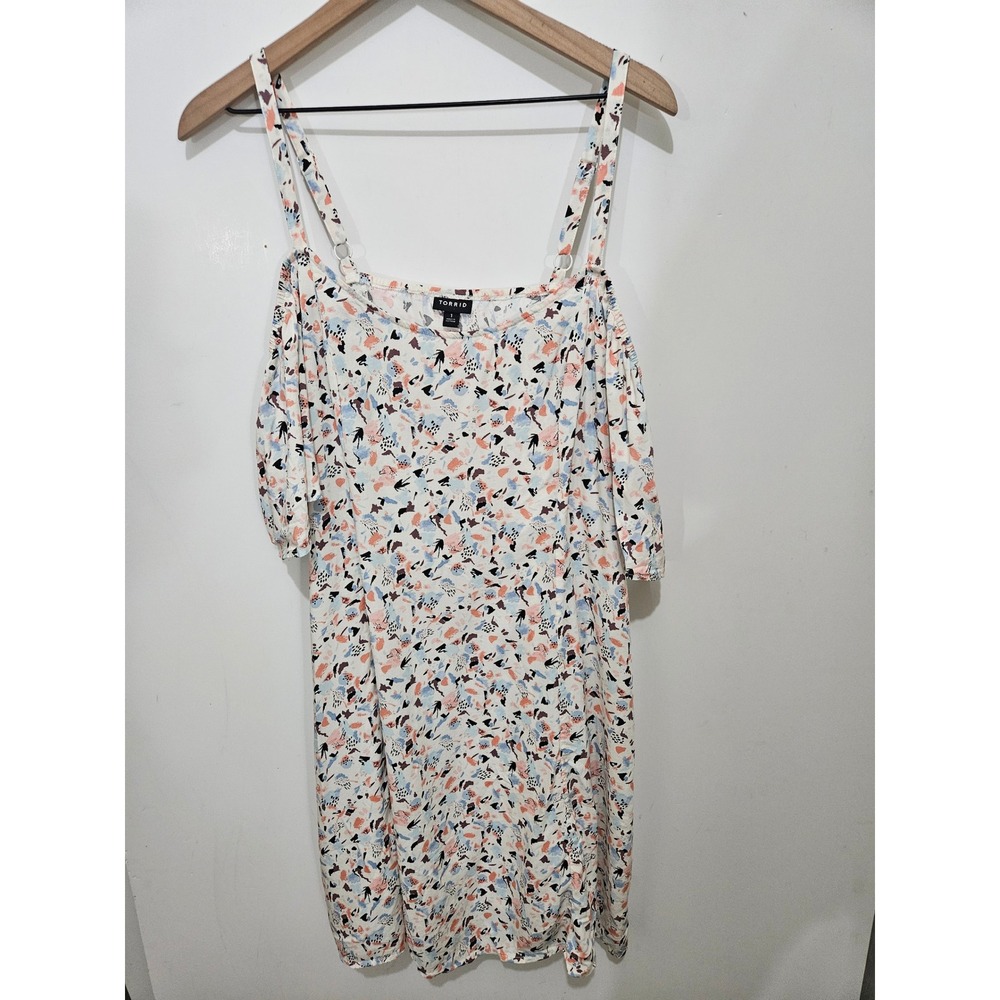Torrid Womens Abstract Print Cold Shoulder Mini Dress Multi-Color Size 1 XL